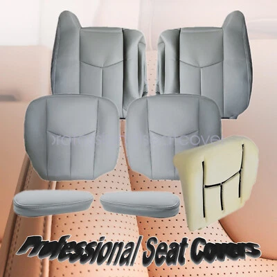Front Leather Seat Cover Pewter Gray & Foam Cushion For 2003-06 Chevy Silverado - Image 1 of 4