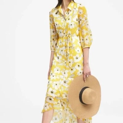 Banana Republic Yellow Button Down Dress Size 5 - Image 1 of 4