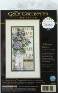 #65092 DIMENSIONES DORADAS PEQUEÑAS ""HORTENSIA FLORAL"" KIT DE PUNTO DE CRUZ CONTADO NUEVO EN PAQUETE - Imagen 1 de 2