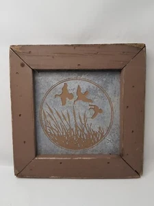 Vintage Geese Taking Flight Tile Wall Art Distressed Cabin Etched Ducks Hunting - Picture 1 of 11