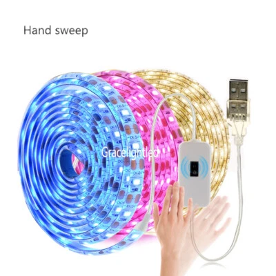 5V USB LED Strip 2835 Hand Sweep Sensor Flexible LED Light Pink Blue Backlight - Image 1 of 4