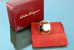 Salvatore Ferragamo Gold Brass Metal Scarf Ring Women's Accessories Good Italy - Picture 1 of 12