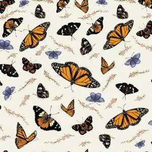 Nutex Fabric - Botanical Garden Butterfly Cream - Quilting Craft Fabric Material - Picture 1 of 2