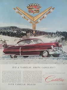 Anuncio impreso de auto Cadillac 1952 vintage Northeast Winter, techo rígido rojo de 2 puertas - Imagen 1 de 1