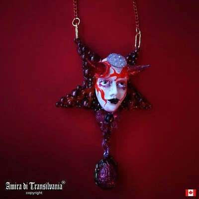 Jewelry Woman Necklace Pendant Inverted Pentagram Star Lucifer Satanic Baphomet - Image 1 of 4