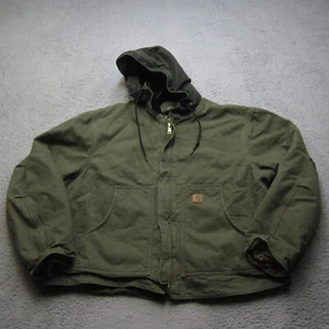 Giacca Carhartt vintage uomo 2XL verde muschio oliva sherpa foderata tela cappuccio lavoro - Foto 1 di 14
