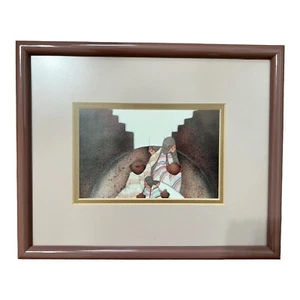 Amado Maurilio Pena Jr Wall Art Print Framed Matted Dos Familias 10.5” Vintage - Picture 1 of 9