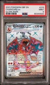 PSA 9 Mint 2023 Pokemon Obsidian Flames Charizard EX Ultra Rare FA #215/197