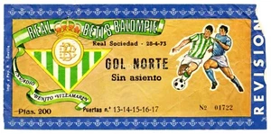 ENTRADA FUTBOL REAL BETIS BALOMPIE - REAL SOCIEDAD 1973 GOL NORTE Nº01722 - Imagen 1 de 2