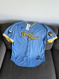 Nike Authentic Milwaukee Brewers City Connect MLB Baseball Jersey Men’s Sz Large - Picture 1 of 8