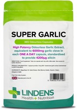 Super Garlic 6000mg odourless Capsules (365 pack) High Allicin potency [1196]