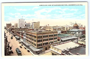Jacksonville Florida Birds Eye View Business Section Trolleys Postcard D257 - Picture 1 of 2