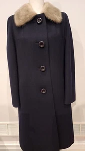 VINTAGE ERLE MODELL ZF WEST GERMANY SZ 44 ( M?) WOOL MINK COLLAR COAT Jacket - Picture 1 of 17