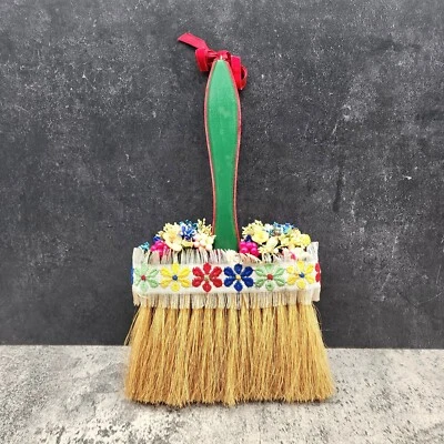 Vintage Russian Hanging Hand Broom Floral Design **UNIQUE FIND** - Image 1 of 4