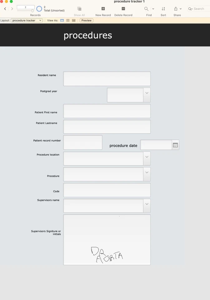 PROCEDURE TRACKER FOR IPAD - Image 1 of 2
