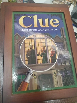 RARE Vintage Game Collection CLUE Wooden Book Shelf Box Edition Complete  - Image 1 of 4