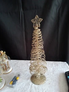 Deko-Tannenbaum/Draht/gold/Glitter/neu/LED - Bild 1 von 4