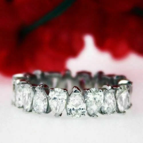 Обручальное кольцо из белого золота 14 карат с имитацией бриллианта грушевидной формы 5,65 карата размер 6 - Изображение 1 из 4