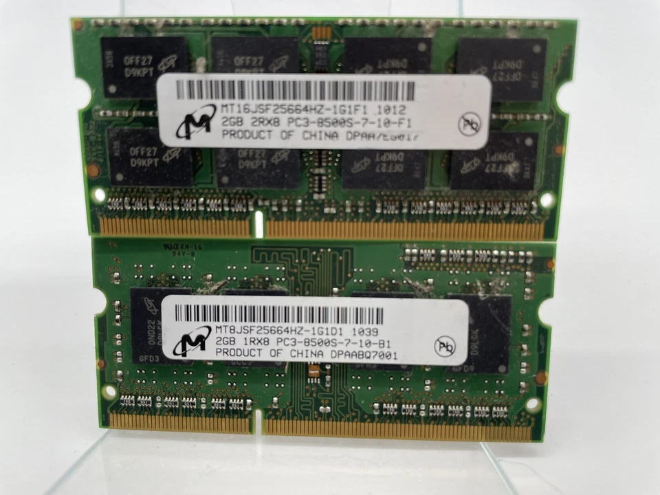 4GB (2x2GB) 2Rx8 PC3-8500S DDR3  SODIMM RAM Laptop Memory Micron - Image 1 of 1