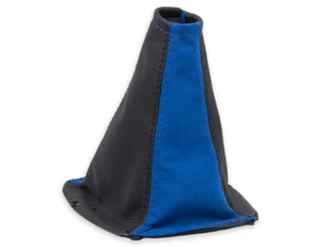 FOR SUBARU IMPREZA WRX STI 01-04 GEAR SHIFT BOOT GAITER LEATHER + BLUE SUEDE - Picture 1 of 5