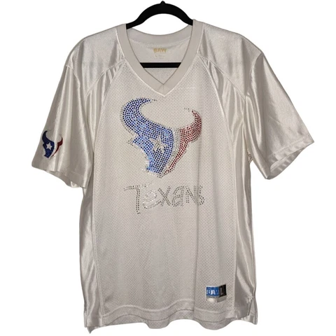 BAW Athletic Wear short sleeve TEXANS sequins Womens Fan WATT 99 Jersey Top L Cover