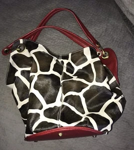 Zebra Print Vintage Bag Red Satchel Handbag - Picture 1 of 5