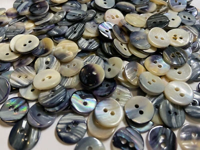 Beautiful Japanese  "BLUE MUSSEL SHELL" 13mm 18mm 2hole - Image 1 of 3