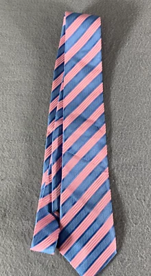 Corbata Hombre Tiziano Italia Diseño Rayas Italianas Patrón Rosa Azul Foto 1 de 4