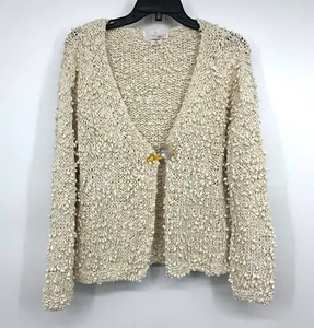 Soft Surroundings Cardigan Womens Size Small Beige Popcorn Knit Single Button - Picture 1 of 8
