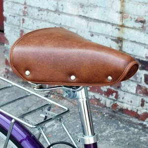 Vintage Classic Leather Retro Fit All Bicycle Cycling Springs Comfort Bike Seat - Picture 1 of 11
