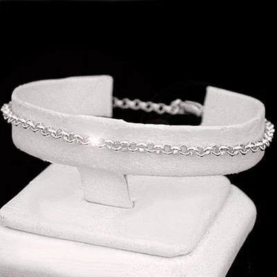 4mm BELCHER Link 12" Damas Plata EP Tobillera Nueva Cadena Tobillo Joyería Foto 1 de 4