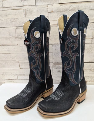 男式马力上衣手黑色摇滚缩褶牛皮靴 HP9544 — 第 1/4 张图片