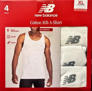 Herren 4er Pack Tank Tops Unterhemden Baumwollmischung - Weiß ~ Gr: XL - NEW BALANCE - Bild 1 von 2