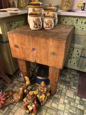 Vintage Authentic Butcher Block Antique Butcher Block - Image 1 of 4