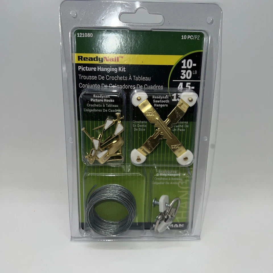 Kits para colgar cuadros Hillman ReadyNail - 10 piezas. 10-30lb capacidad 121080 Foto 1 de 2