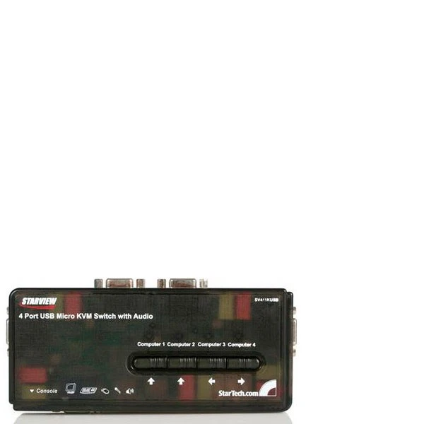 StarTech SV411KUSB 4 Port Black USB KVM Switch Kit With Cables and Audio - Image 1 of 1