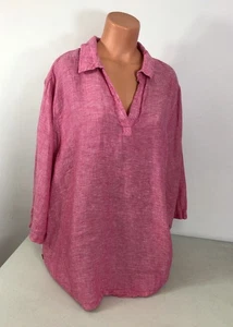 Tahari Pink Linen Shirt Tunic Womens 3X - Picture 1 of 6