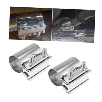  Abrazadera de escape para automóvil de 2 piezas, banda de junta a tope automática de acero inoxidable de 2 pulgadas pequeña Foto 1 de 4