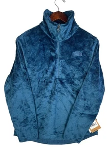 North Face OSITO Pullover Womens 1/4 Zip Fleece Monterey Blue Sweater - Size L - Picture 1 of 7