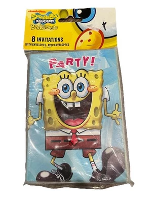 SpongeBob SquarePants Party Invitation Cards w/Envelopes & Seals 8pcs ~ NOS 2012 - Image 1 of 2