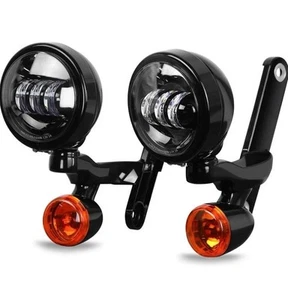 LED Auxiliary 4.5" Spot Fog Light Bracket Fit for Harley Street Electra Glide - Picture 1 of 4
