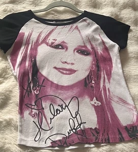 Vintage 2004 Y2K Hillary Duff Teen Flügelärmel Babydoll Shirt Oberteil Gesicht Autogramm - Bild 1 von 10