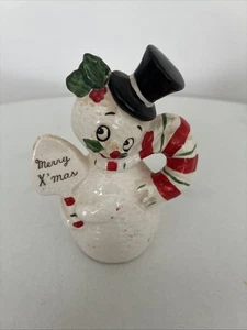 Vintage Japan Keramik Weihnachten Schneemann mit Zylinderhut Salzstreuer zeigt Gebrauchsspuren - Bild 1 von 5