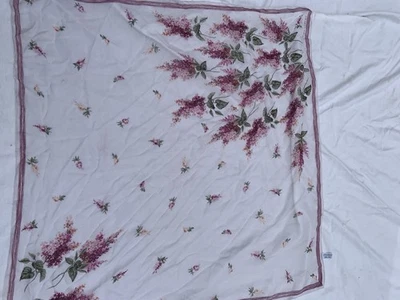 Винтажный шелковый шифоновый шарф Laura Ashley с сиреневыми цветами - Изображение 1 из 4