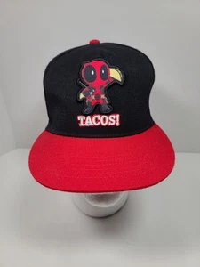Marvel Comics Deadpool Tacos! Cappello snapback nero e rosso ricamato baseball - Foto 1 di 7