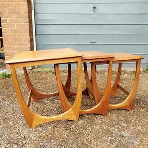 G Plan Astro Teak Nest of 3 Tables MCM Mid Century Retro Vintage Stylish - Picture 1 of 15