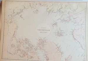 1882 Blackie große Karte Nordzirkumpolarregionen farbig gedruckt - Bild 1 von 6