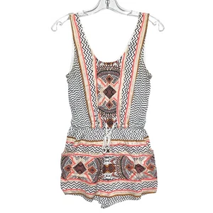 MinkPink Sleeveless Romper XS Tribal Aztec Space Cowboy Boho Drawstring Festival - Picture 1 of 10