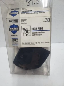 Uncle Mike's Right High Ride Dual Retention Duty Holster Size 30 H&K USP 9mm .40 - Picture 1 of 9