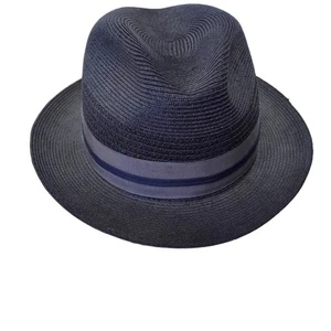 Vintage Biltmore Size XL Fedora Contrast Band Indigo Navy BS 2547F Raleigh - Picture 1 of 8